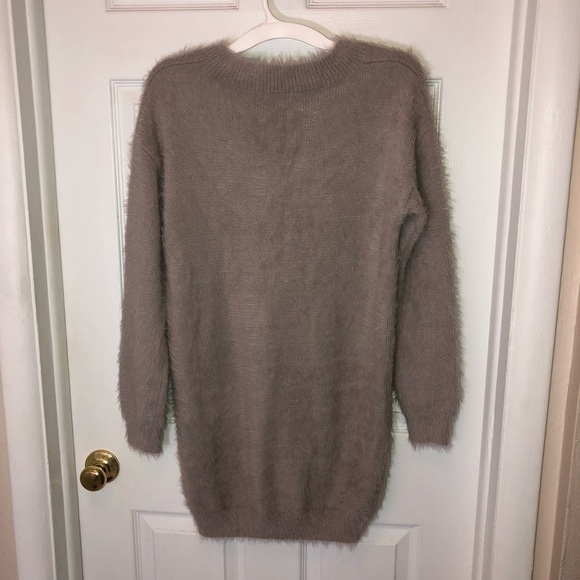 NWT NASTY GAL Mushroom Fluffy V-Neck Sweater Dress Size Small - Picture 7 of 9